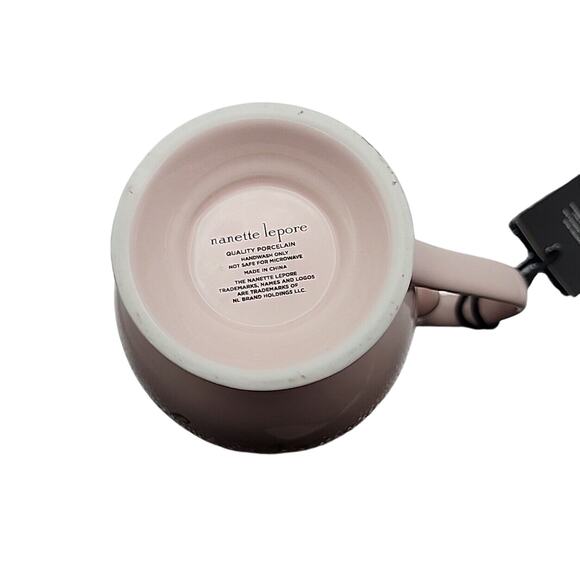 NWT Nanette Lepore Pink Matte "Finally" Footed Coffee Mug Quality Porcelain - Picture 9 of 11